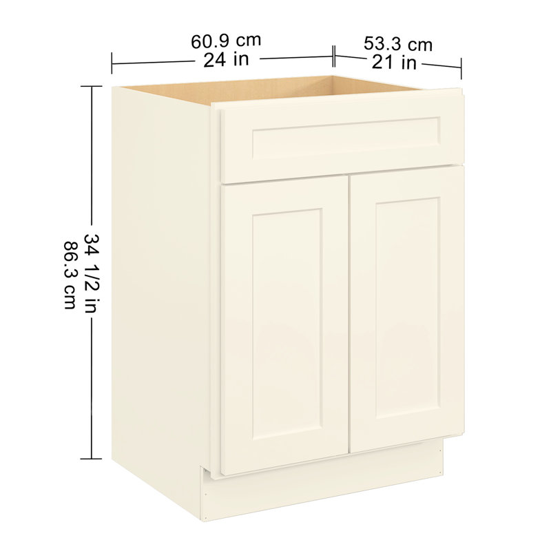 Armoire de meuble-lavabo antique en contreplaqué blanc antique - 24 po x 21 po x 34,5 po, salle de bain et cuisine, fermeture silencieuse, l 24 po x P 21 po, H 34,5 po