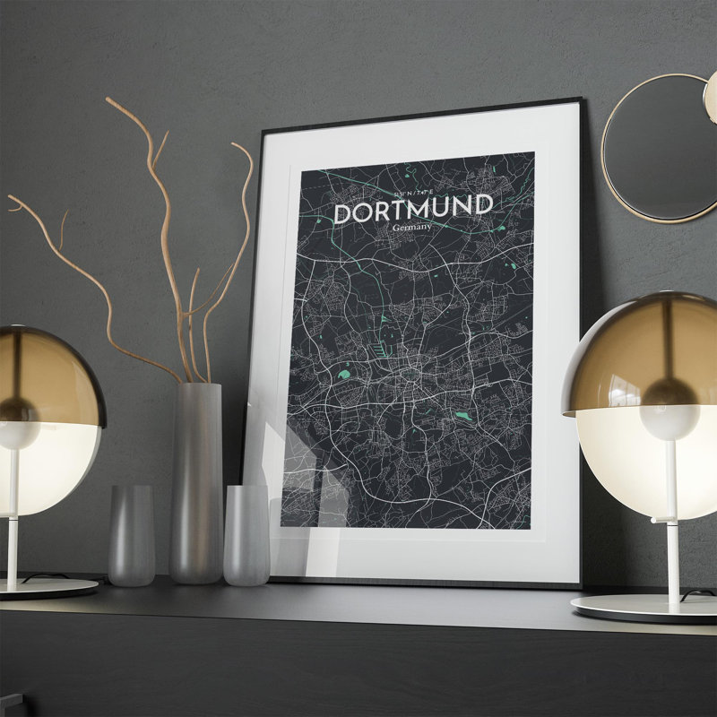 Dortmund City Map in Dream 1 Piece Wall Art, 17cm H x 11cm W x 0.05cm D