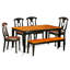 La table et les chaises de cuisine 6 pièces contiennent une table de salle à manger rectangulaire avec rallonge papillon et 4 chaises de salle à manger avec banc, babeurre et cerise-124363500-124363502-132366097