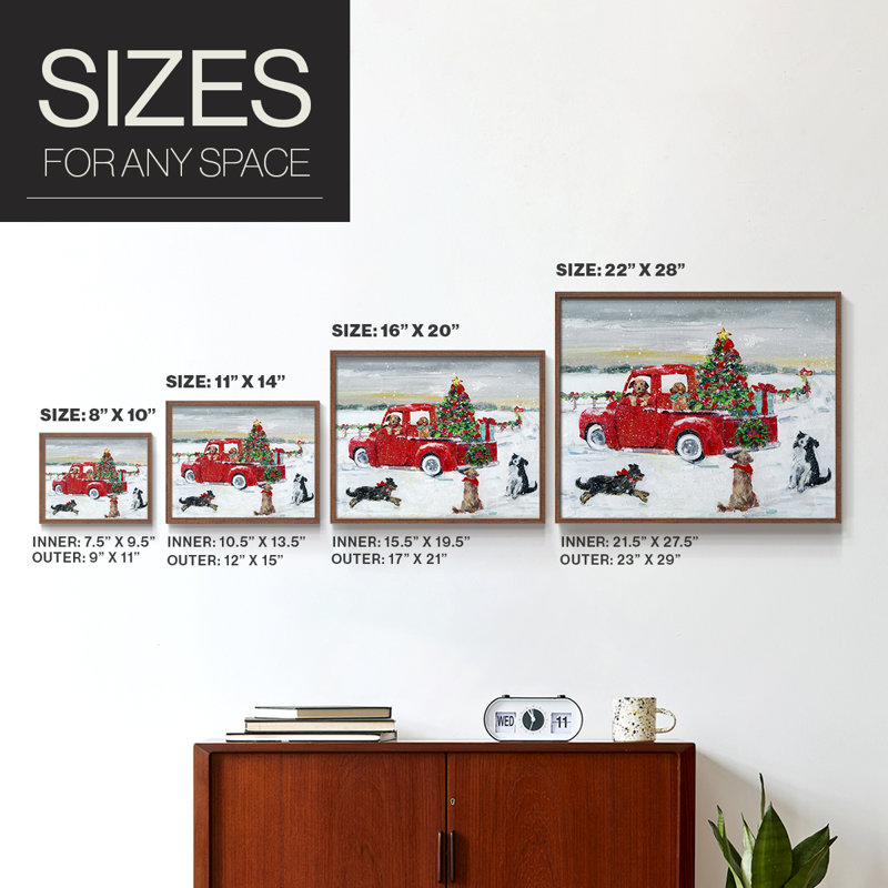 Pooches and Presents -Framed Print - Restickable, Noyer, H 11 po x l 14 po