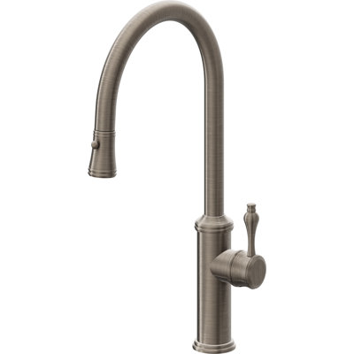 Davoli Pull-Down Kitchen Faucet with Button Sprayer - High Arc Spout