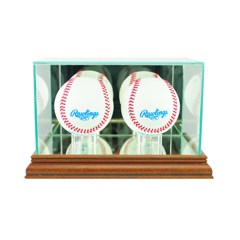 Perfect Cases And Frames 7'' W 5'' D Baseball Glass Ball / Puck Case, Walnut