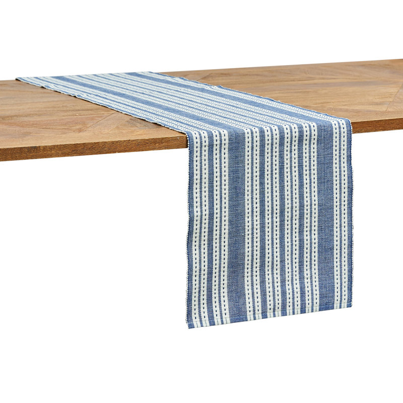 Warner No Pattern Cotton Table Runner, Blue
