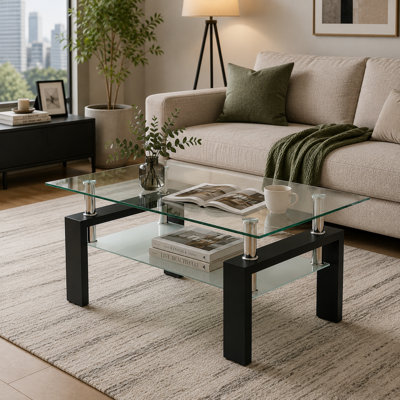 Rectangle Glass Coffee Table, Clear Coffee Table
