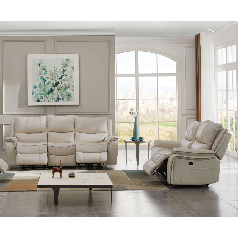 Ensemble de canapé inclinable manuel Virtyt, Polyester beige, 2 pièces