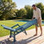 Chaise longue d'extérieur en PEHD, dossier réglable à 5 positions, avec roulettes et porte-gobelet, idéale pour la terrasse de piscine ou le jardin, bleu marine.-402619718-402619719