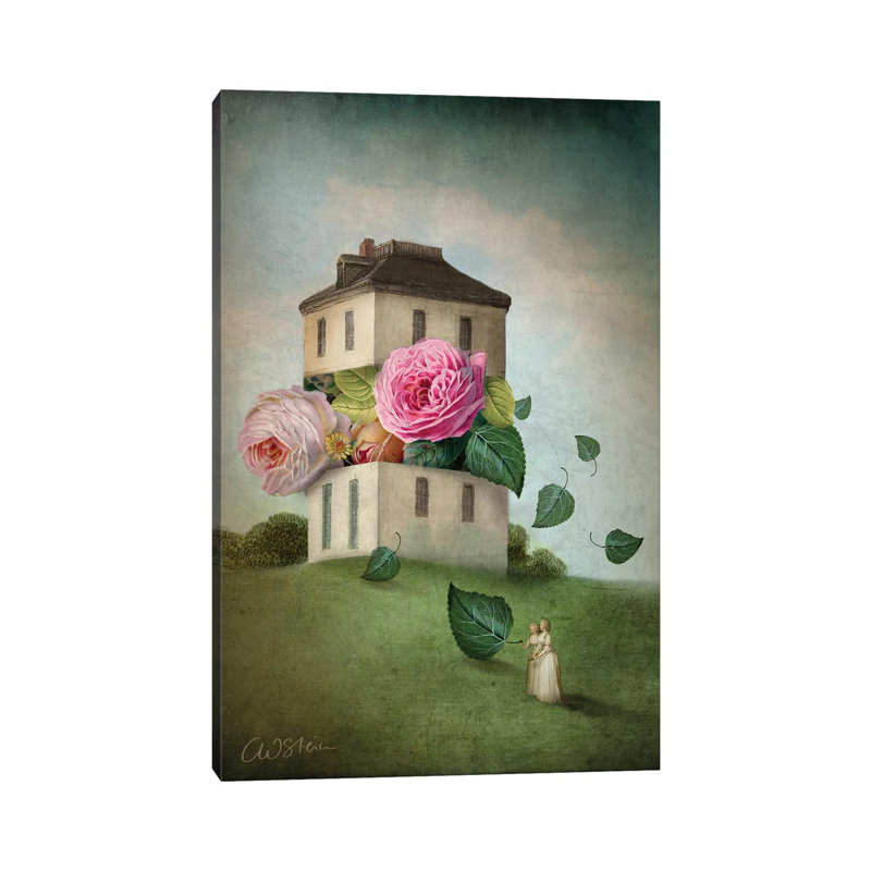 Maison des fleurs par Catrin Welz-Stein - impression d'art graphique, H 26 po x l 18 po x 1,5 po, Toile tendue, Pas de tapis