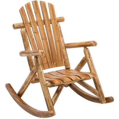 Remigio Rustic Log Rocker Outdoor Wooden Rocking Chair for Porch, Patio, Indoor Use, Brown by Loon Peak