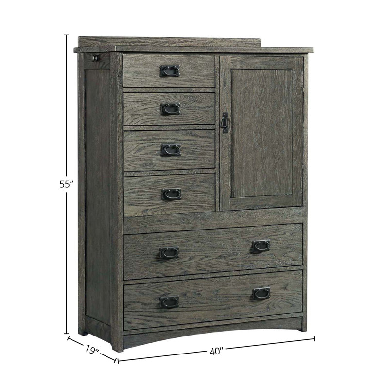 Iskender 6-Drawer Chest with Door, Black/Dark Gray