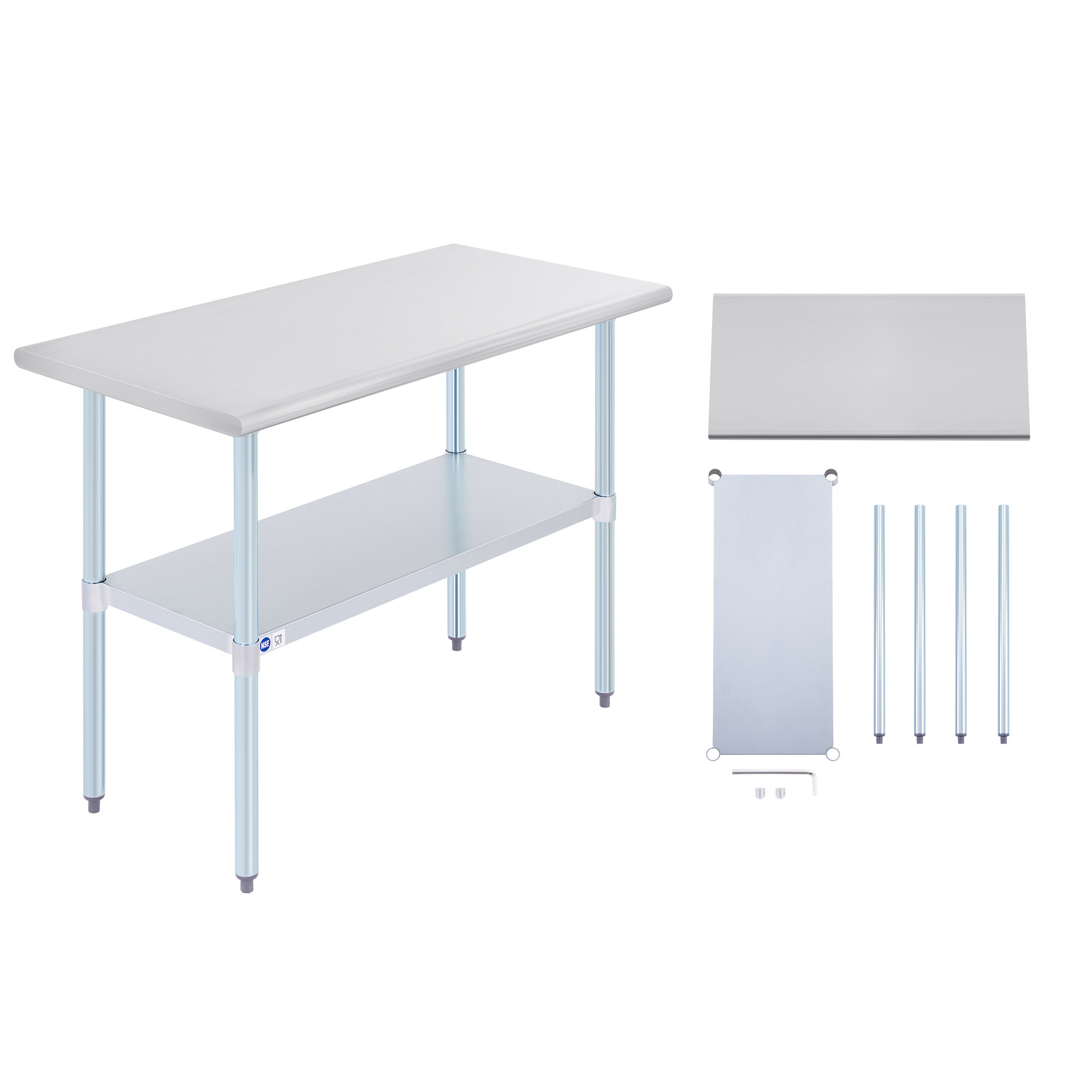 18 X 60 Stainless Steel Work Table with Under-Shelf & 4 Wheels | NSF  Certified | Laundry Garage Utility Bench | Food Prep Worktable