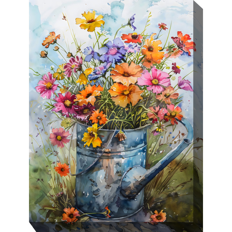 Art sur toile, "Watering Can Bouquet"