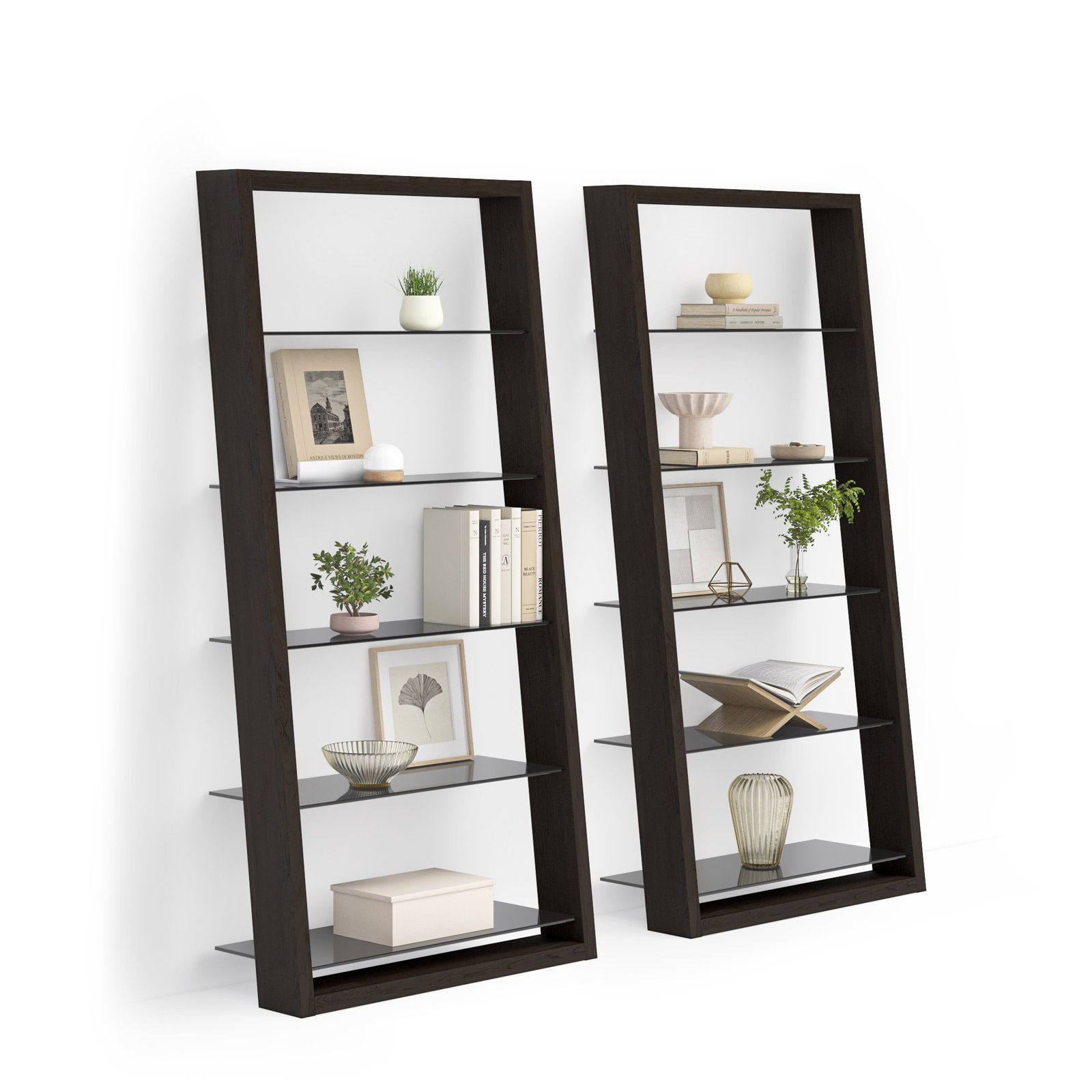 Eileen Blanc 34" Bookcase, Charcoal Stained Ash