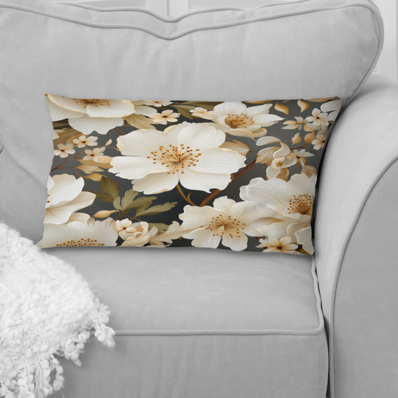 Enchantement de fleur blanche ludique - coussin imprimé floral