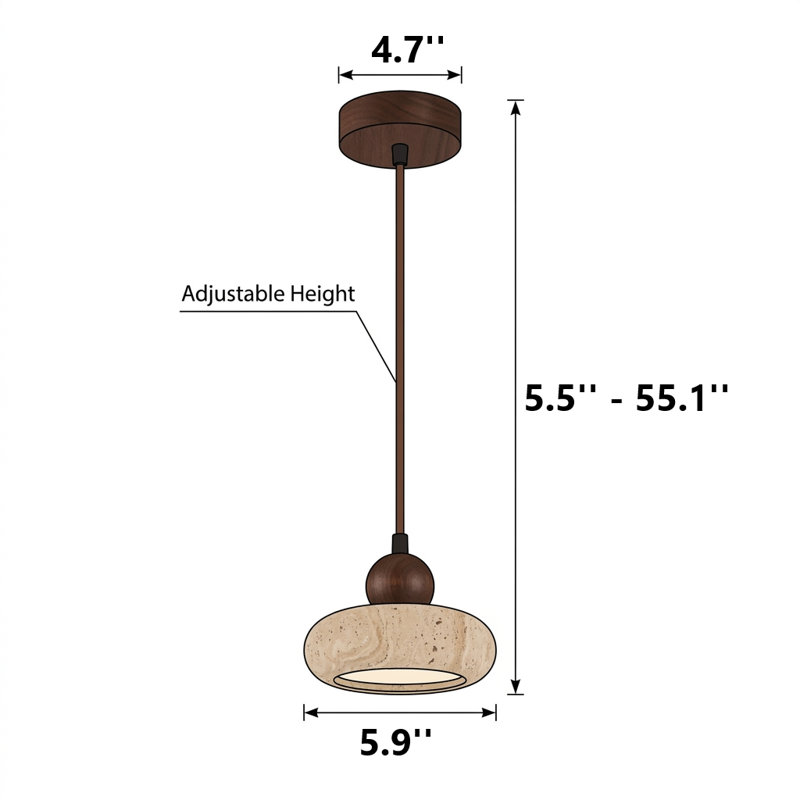 Elias Travertine & Wood Pendant