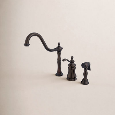 Kingston Brass Templeton Single-Handle 3-Hole Widespread Kitchen Faucet with Brass Sprayer