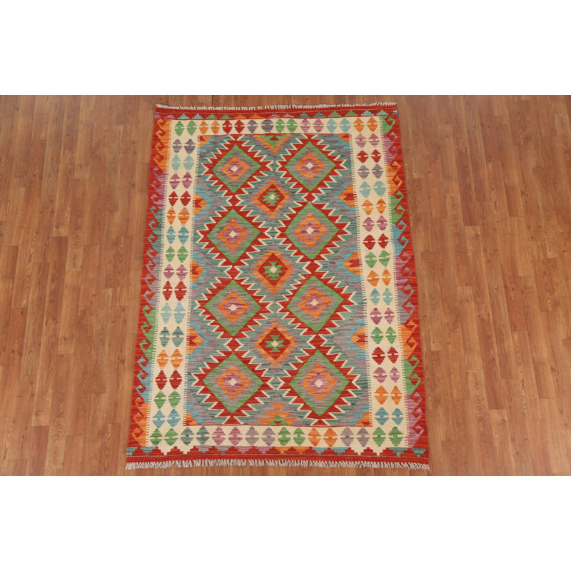Tapis oriental en laine réversible kilim 5 x 7