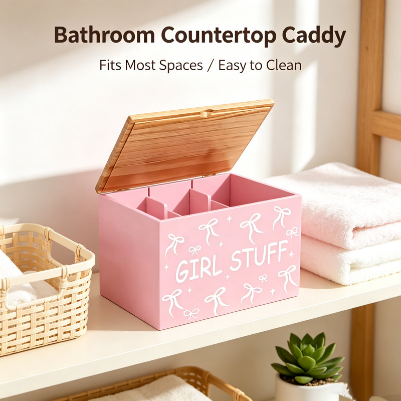 Pink Bow‑Print Tampon Storage Box