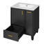 Meuble-lavabo noir 24 po avec lavabo, armoire, tiroir profond et panier coulissant, structure en bois massif et panneau de fibres à densité moyenne | Idée de cadeau-1799948079