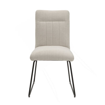 Ensemble de 2 chaises d'appoint rembourrées en tissu beige avec pieds noirs