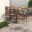 Ensemble de bar de patio en métal durable, finition teck et style moderne pour l'extérieur