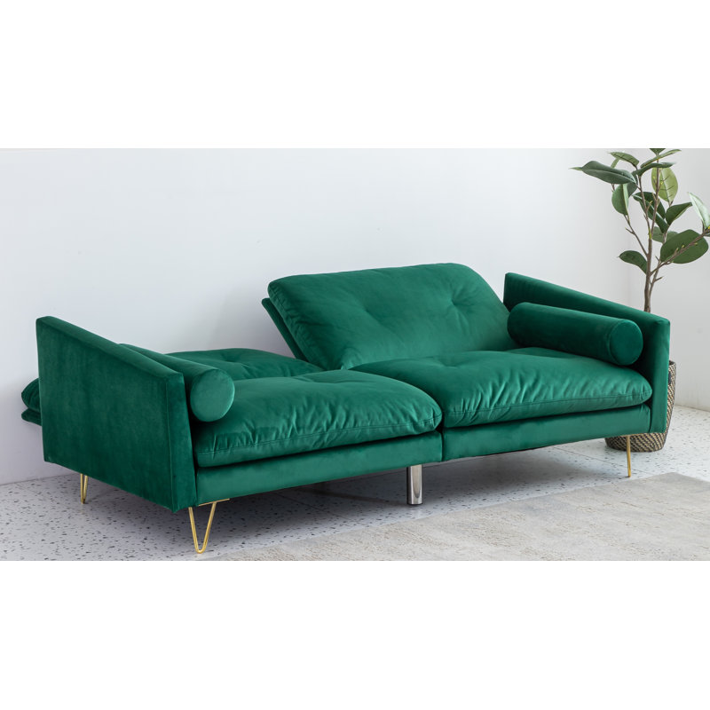 Odysseus 3 Seater Velvet Sleeper, Green