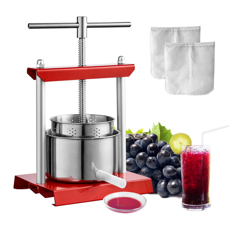 Pressoir à fruits, 0,8 gallon / 3 L, 2 barils en acier inoxydable, machine à jus manuelle