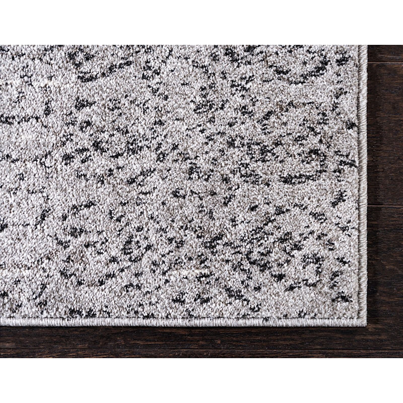 Tapis gris pierre à motif géométrique Desdemona, Tapis de couloir 2 pi 7 po x 10 pi