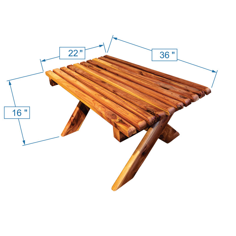 Table en cèdre rouge Ozark Mountain, L 23 po x L 36 po x H 17 po