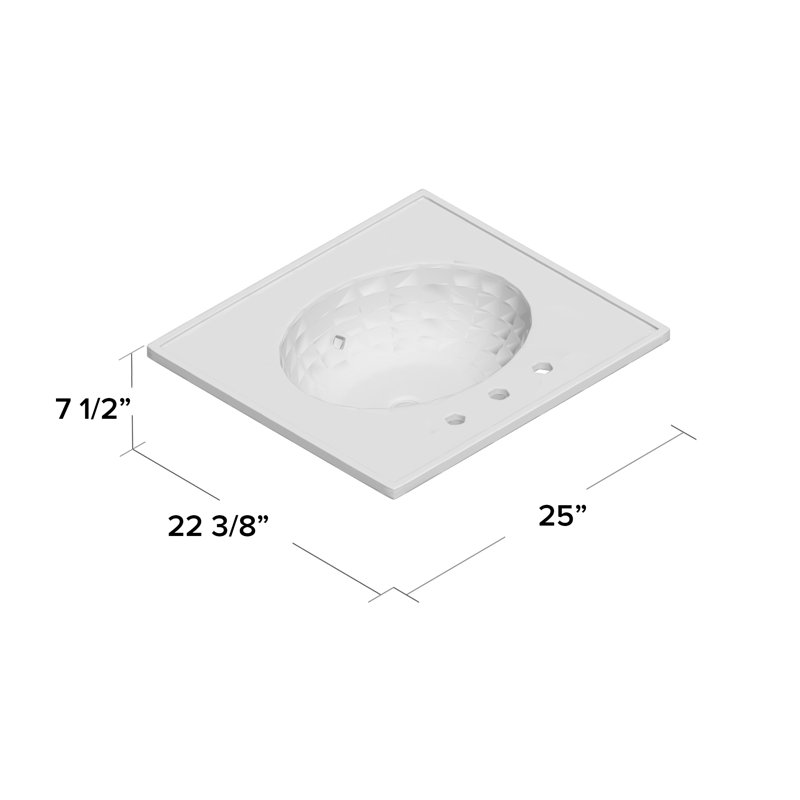 Dessus de salle de bain simple 25 po meuble-lavabo Ceramic Impressions, Impressions gris tonnerre, Ovale