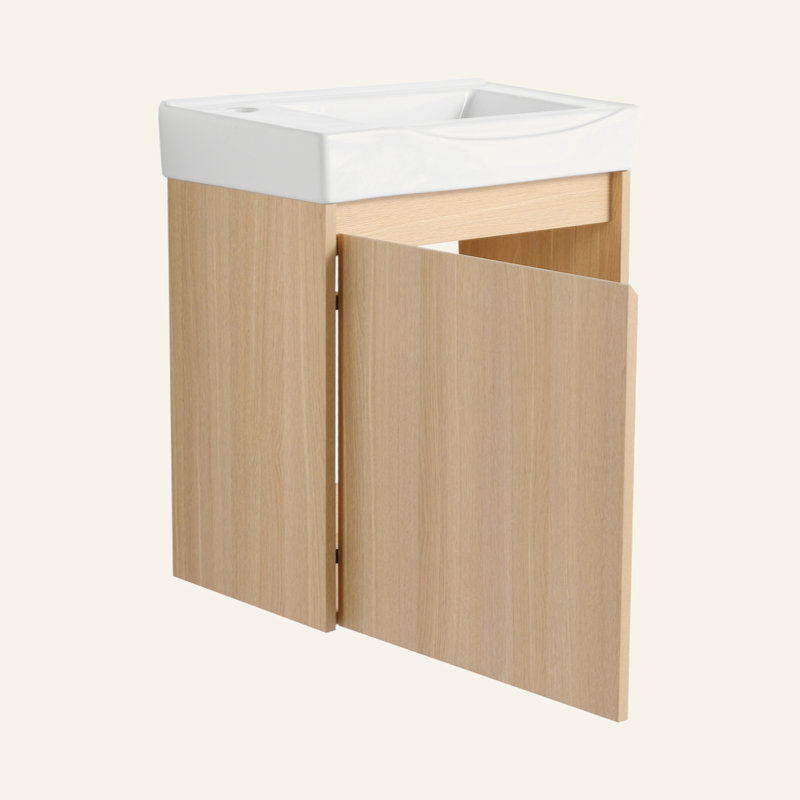 Ensemble de meuble-lavabo mural 20 po avec lavabo en céramique, armoire de rangement avec portes, ensemble d'armoire de salle de bain