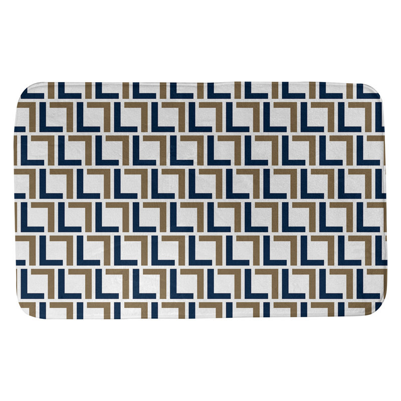 Tapis pour salle de bain Baltimore, l 17 po x L 24 po, Bleu millénaire / or nouveau siècle