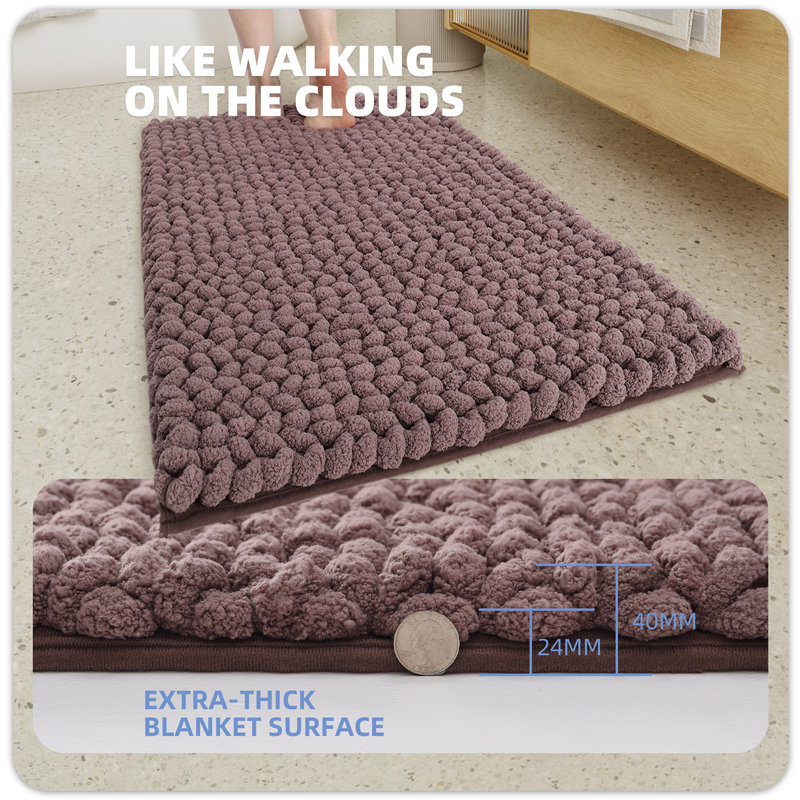 Droitwich Chenille Bath Rug, Single - 24" W x 36" L, Brown