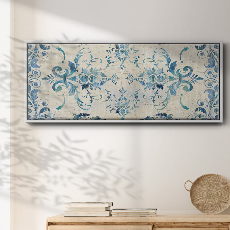 Border Damask- Framed Canvas, 8" H x 20" W
