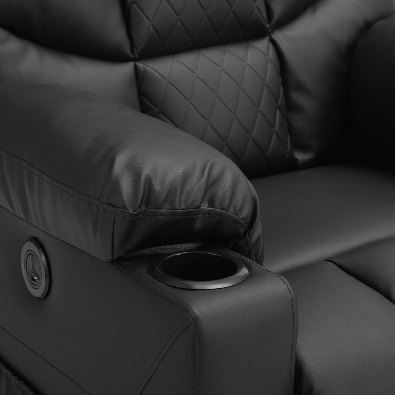 Fauteuil de massage inclinable chauffant en similicuir, Similicuir noir