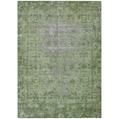 Tapis oriental lavable oriental vert 5 pi x 8 pi
