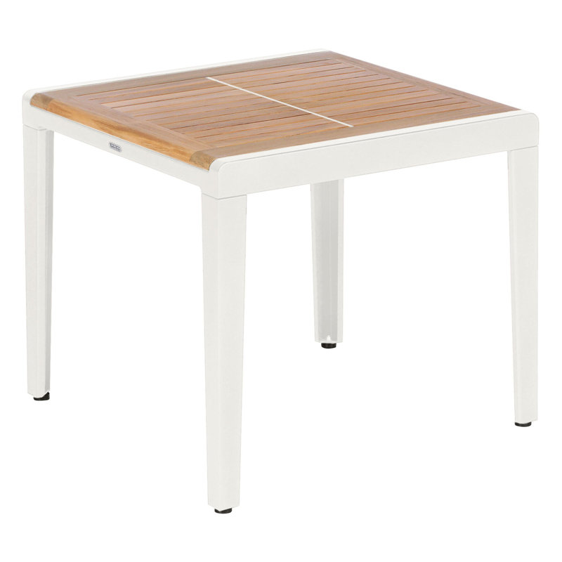 Aura Outdoor Teak Side Table, Arctic White