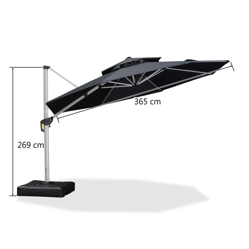 Round Cantilever Parasol with Crank Lift, 148" W x 148" D, Grey