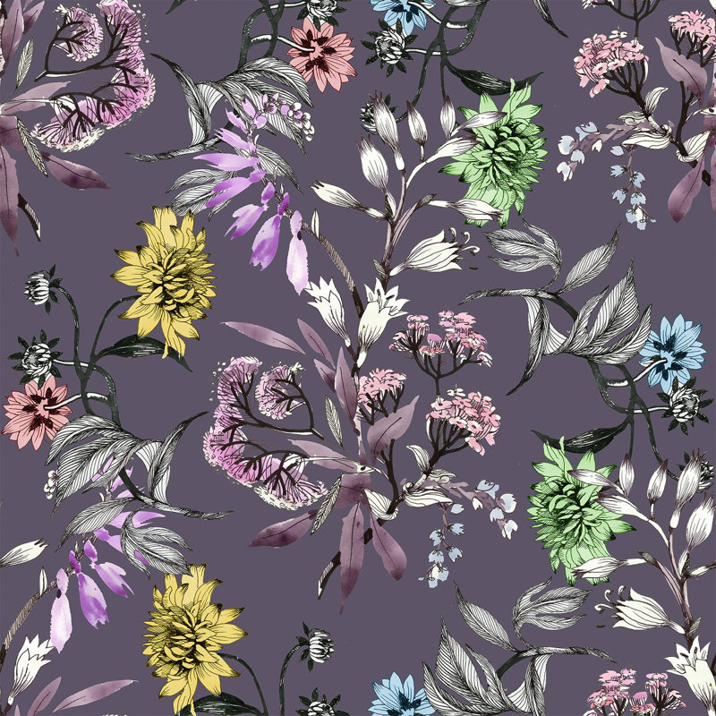 Panneau de papier peint adhésif l 10,4 pi x l 25 po Lilas foncé, L 124,8 po x l 25 po