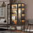 Tall Metal Display Cabinet with Glass Door and LED Lights, Three-sided Glass Curio Cabinet for Collectibles-129443814