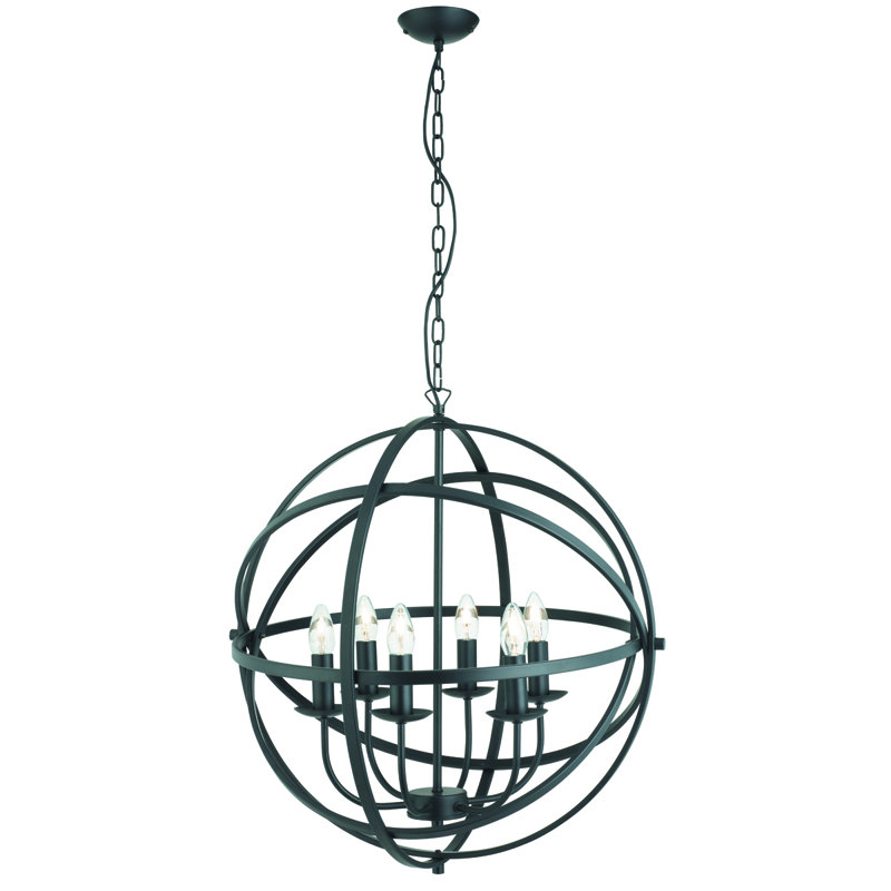 Kirsten 4-Light Chandelier, 6, 60cm W, Black