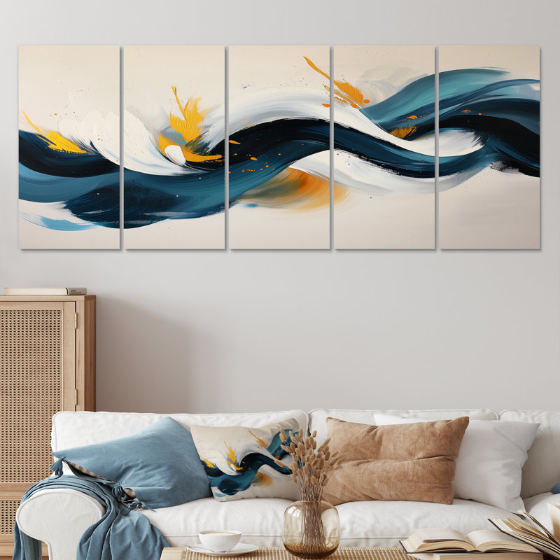 Onterrio - Abstract Spirals Wall Decor - Modern Wall Art, 28" H x 60" W, 5