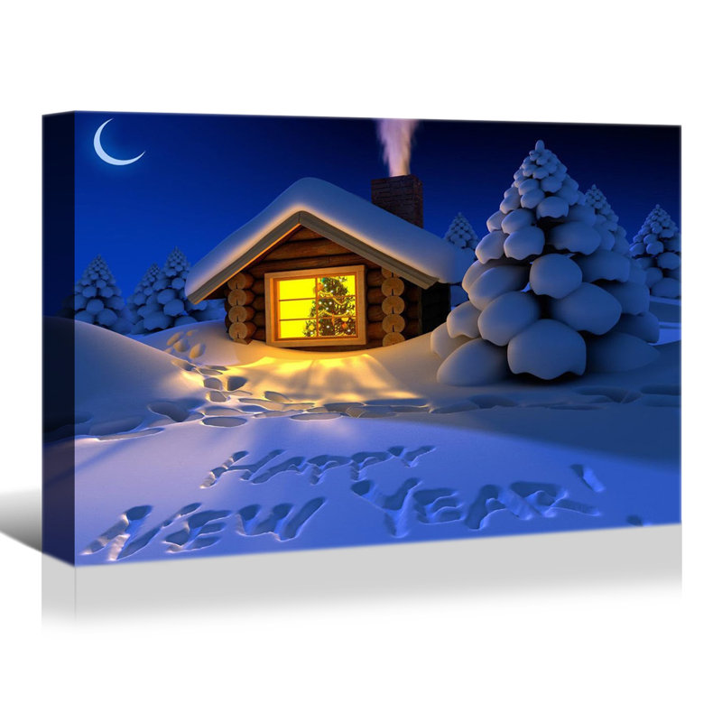 Happy New Year Santa encadré sur toile, H 32 po x l 48 po x P 1,5 po