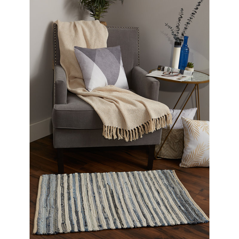 Tapis rectangulaire en coton noué à la main 2 pi x 3 pi Crusado