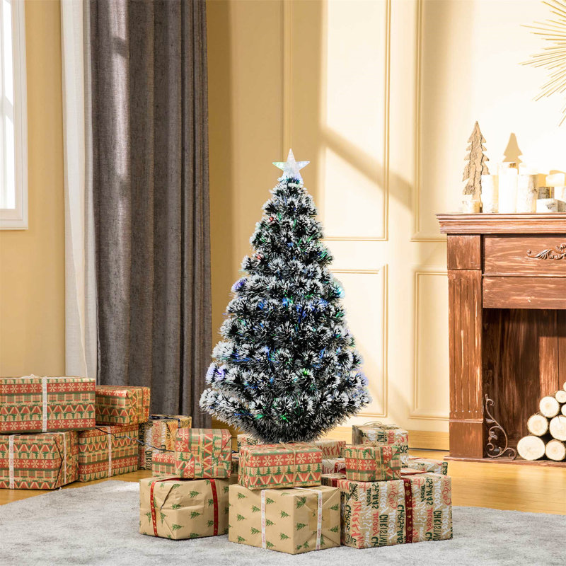 Lighted Artificial Christmas Tree, 3.94ft H x 1.97ft W