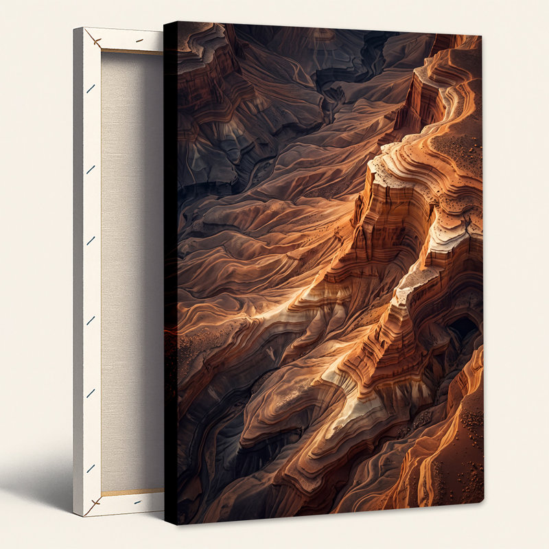 " Layered Red Rock Canyon In Rust And Cream Light " Painting Print, H 24 po x l 16 po