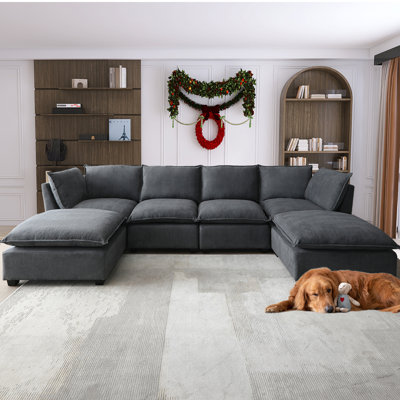 Balendin U-shaped modular sofa, occasional sofa with footrest, feather duvet, modual. by Latitude Run