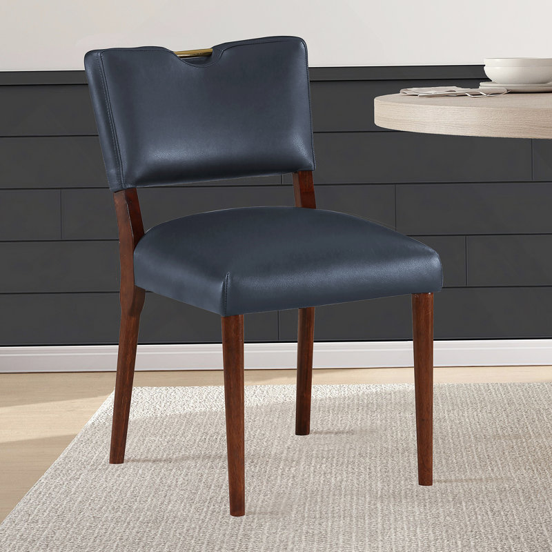 Midnight Blue Faux Leather Dining Chair - Set Of 2
