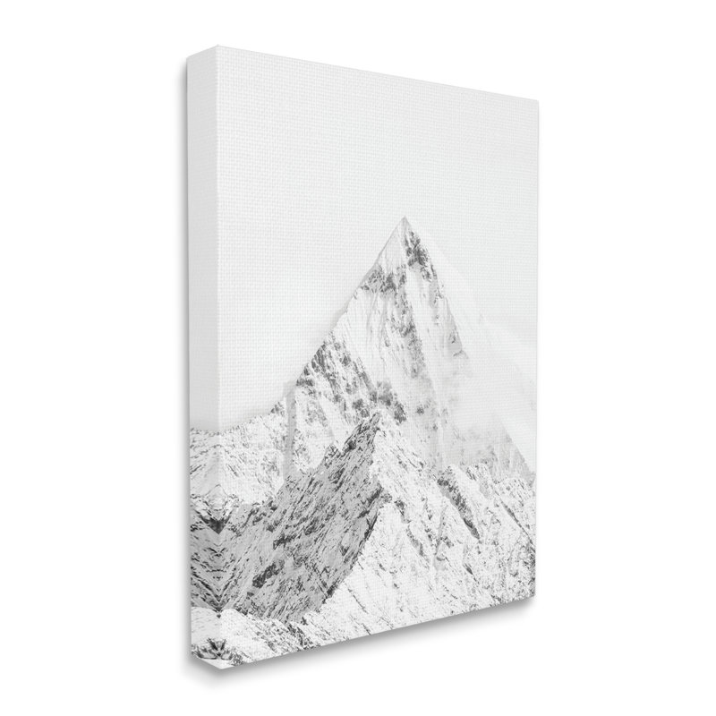 «Snowy Mountain Peak Sharp Lines Black White» par Design Fabrikken - impression, Toile tendue, H 20 po x l 16 po