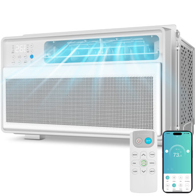 12000 Btu Window Air Conditioner - Cools 450 Sq.ft, 6 Modes, 24H Timer, Remote, Full View, Ultra-Quiet, White