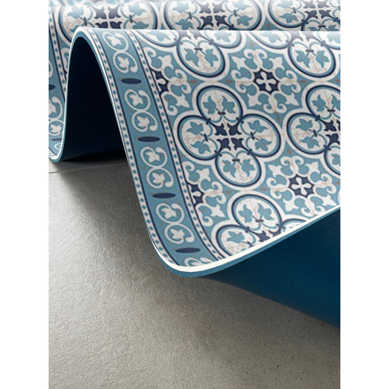 Pinta  Cushioned Kitchen Mat, Blue, Rectangle 2' x 3'